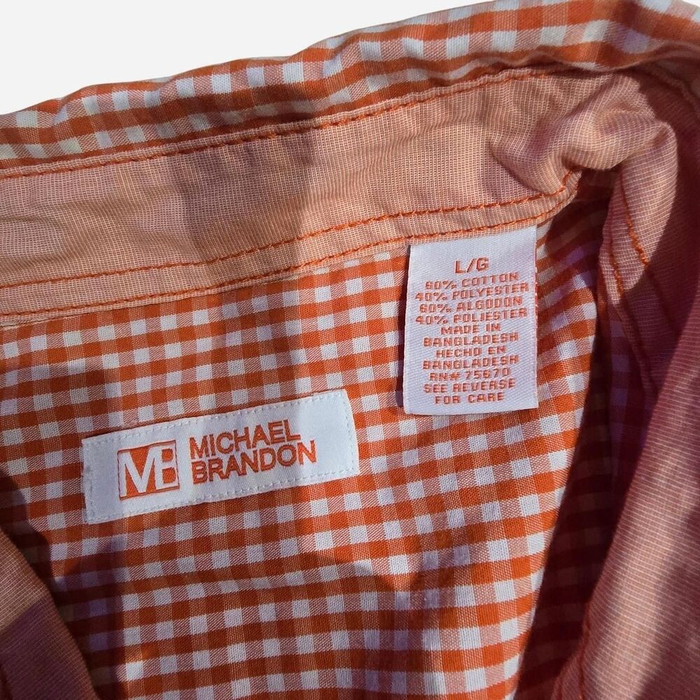 Michael Brandon Button-up Shirt Men's Size Large Cotton blend white and orange - Picture 5 of 6